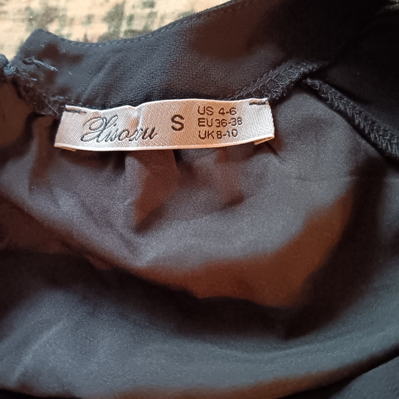 Xisoxu Black Chiffon Tiered Long Sleeve Flowy Cocktail Dress NWOT Small - Picture 5 of 5